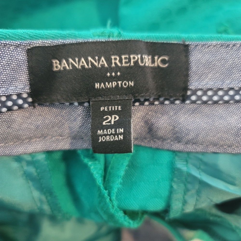 Sz 2P Banana Republic Hampton Textured Everglade Green Trousers - Picture 5 of 7